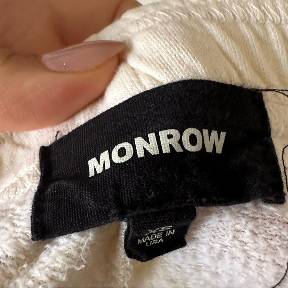 Monrow Matching Set Supersoft Fleece Girlfriend Pull Over Hoodie/Joggers Cream - Picture 7 of 9